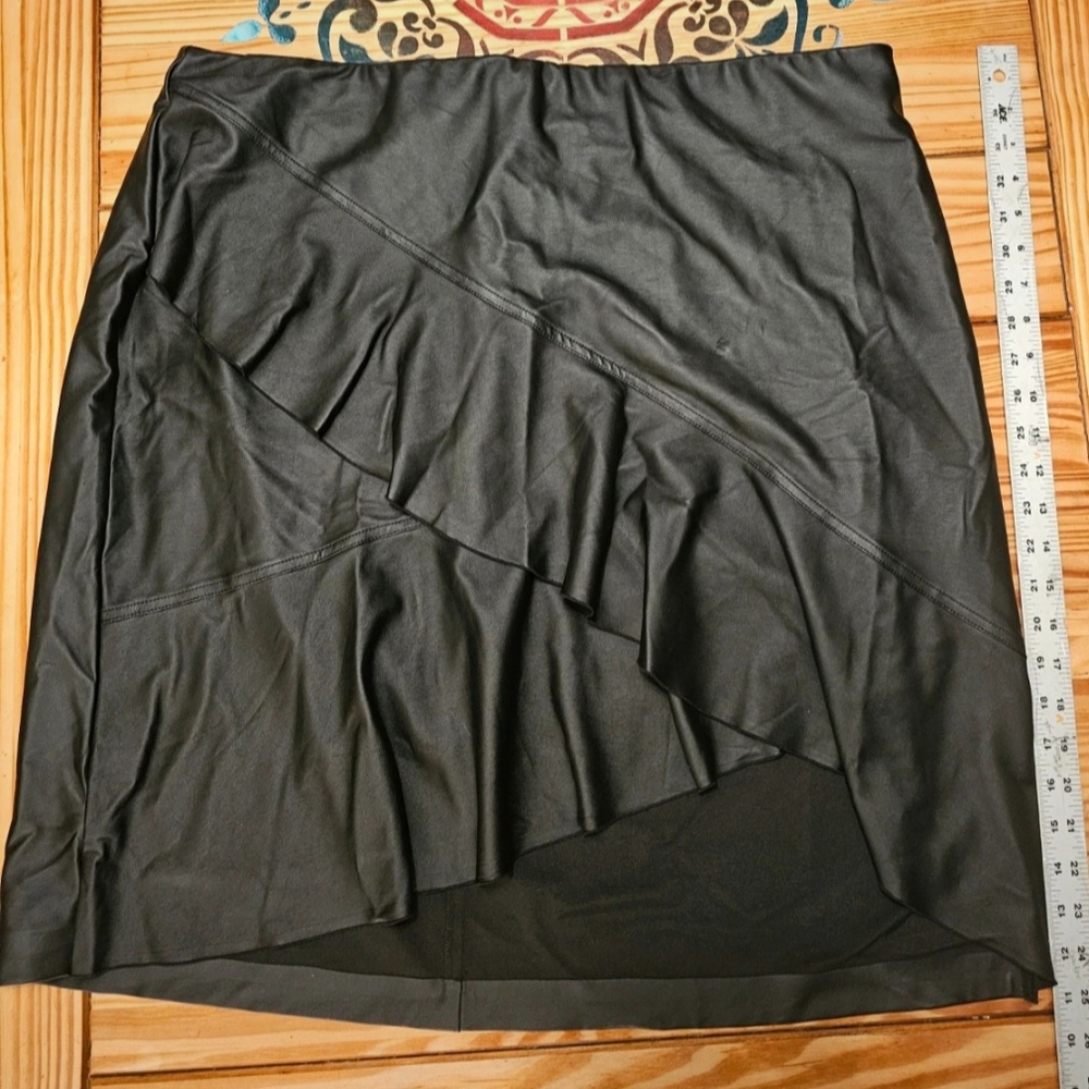 Lane Bryant Black Asymmetrical Ruffled Pencil Skirt